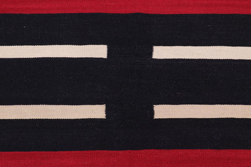 handmade Modern Kilim Red Beige Hand-Woven RECTANGLE 100% WOOL area rug 7 x 10