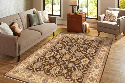 handmade Transitional Kafkaz Brown Beige Hand Knotted RECTANGLE 100% WOOL area rug 8' x 10'