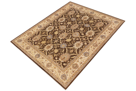 handmade Transitional Kafkaz Brown Beige Hand Knotted RECTANGLE 100% WOOL area rug 8' x 10'