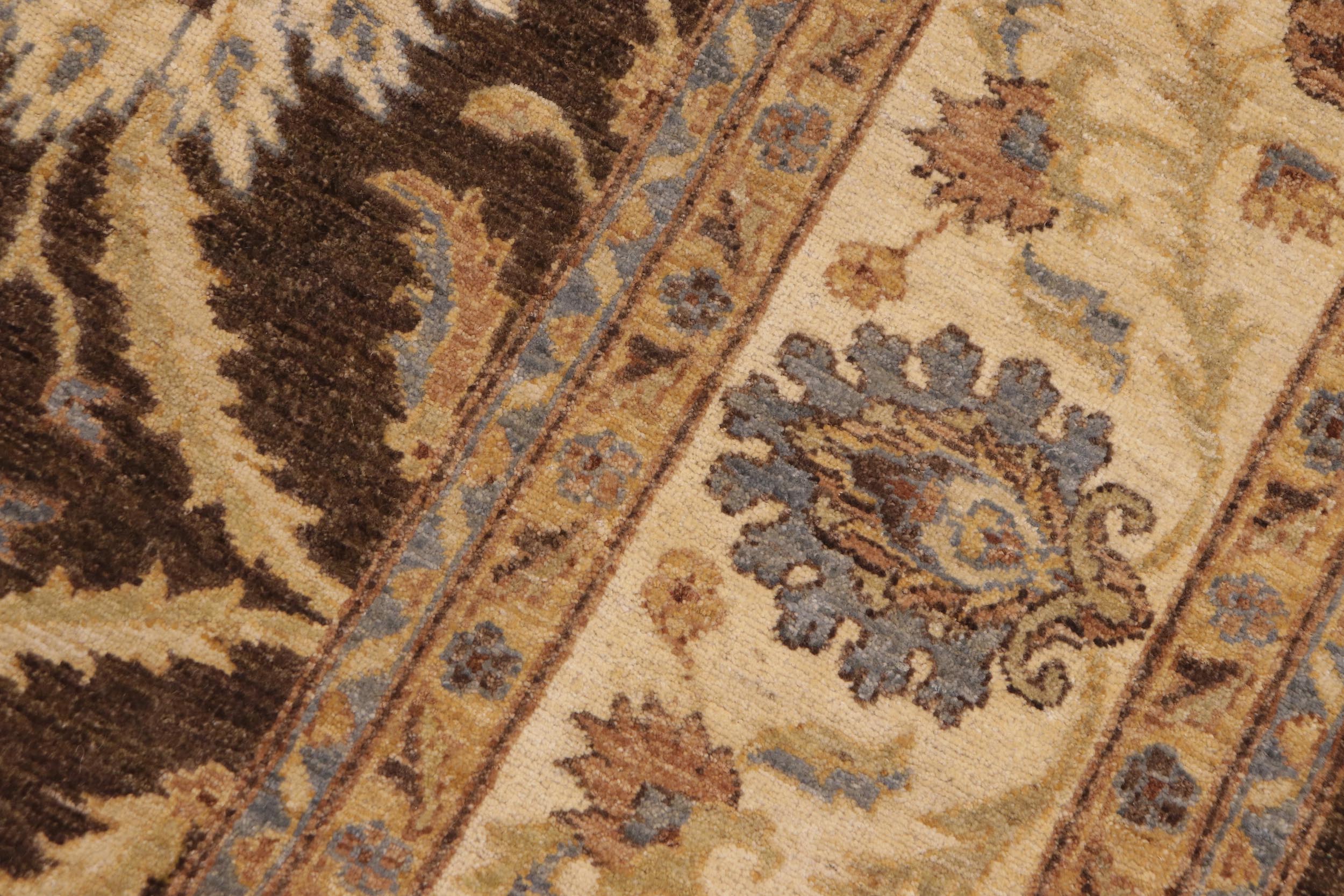 handmade Transitional Kafkaz Brown Beige Hand Knotted RECTANGLE 100% WOOL area rug 8' x 10'