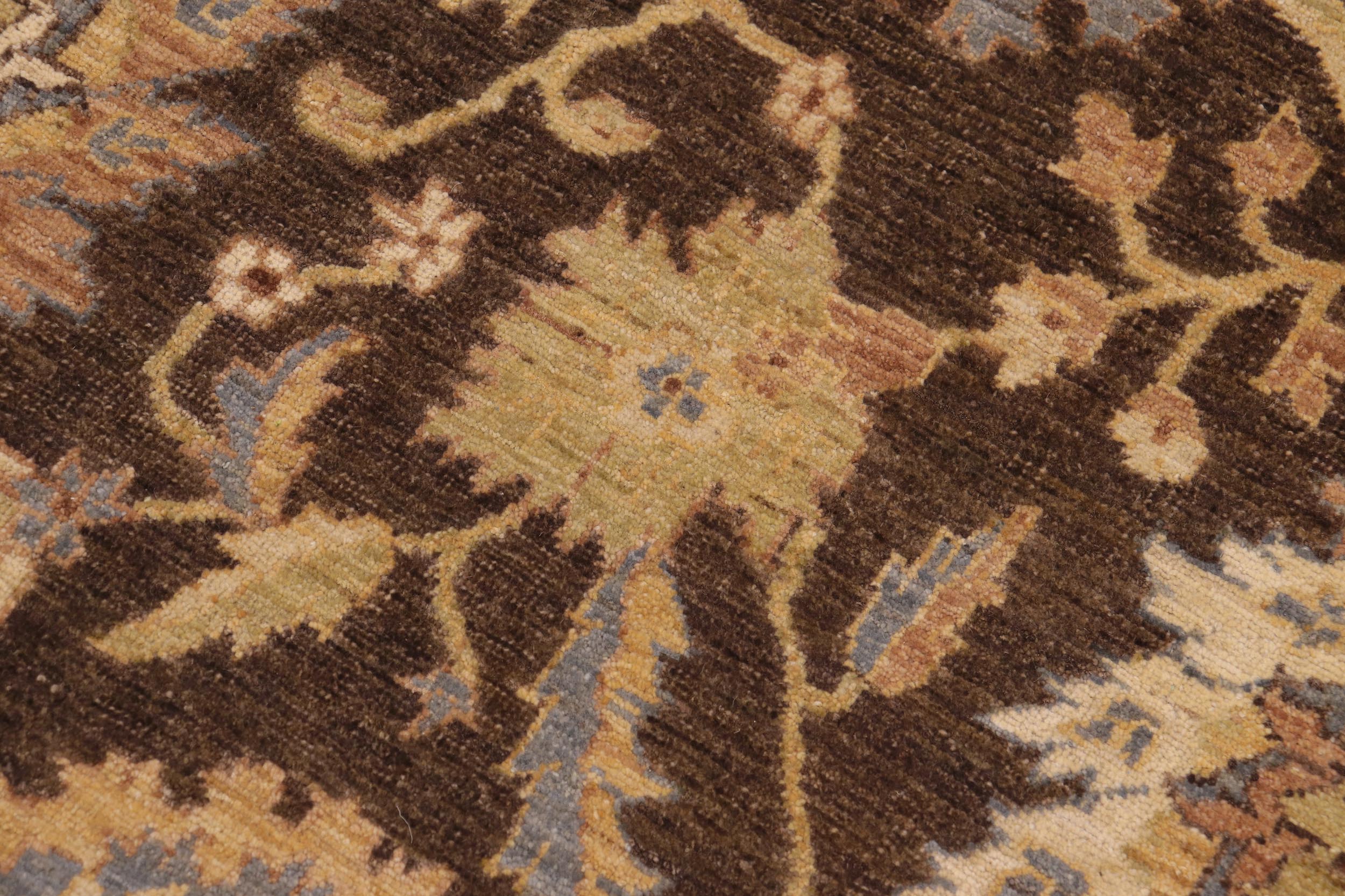 handmade Transitional Kafkaz Brown Beige Hand Knotted RECTANGLE 100% WOOL area rug 8' x 10'