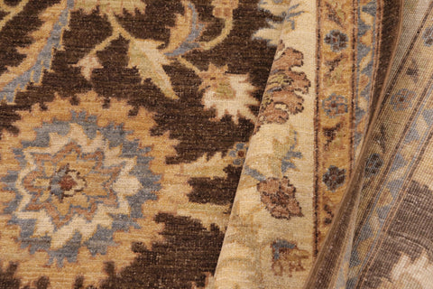 handmade Transitional Kafkaz Brown Beige Hand Knotted RECTANGLE 100% WOOL area rug 8' x 10'