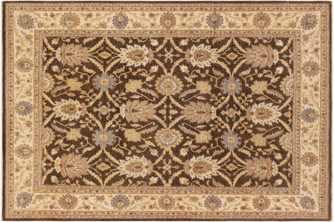 handmade Transitional Kafkaz Brown Beige Hand Knotted RECTANGLE 100% WOOL area rug 8' x 10'