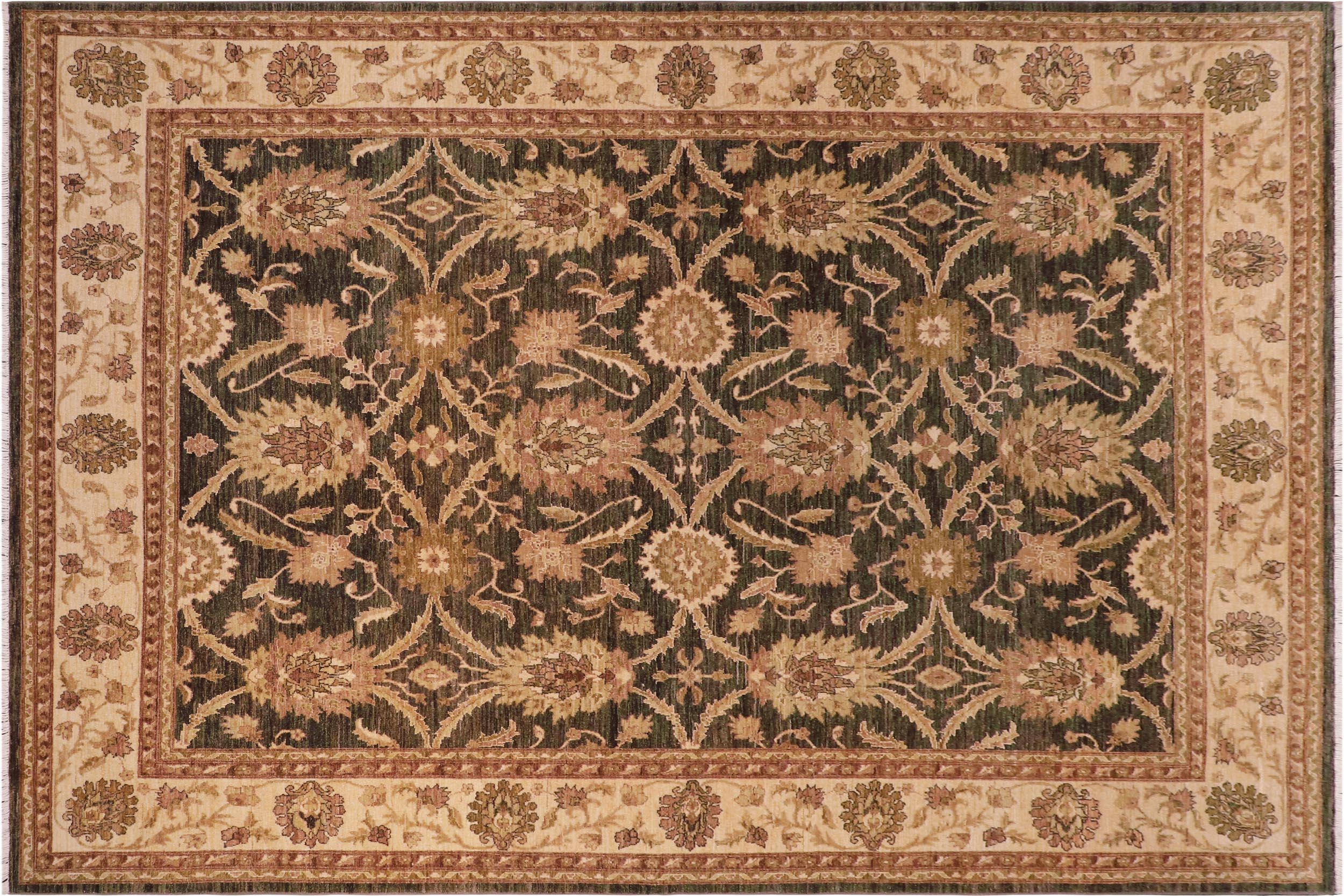 handmade Transitional Kafkaz Charcoal Beige Hand Knotted RECTANGLE 100% WOOL area rug 8' x 10'