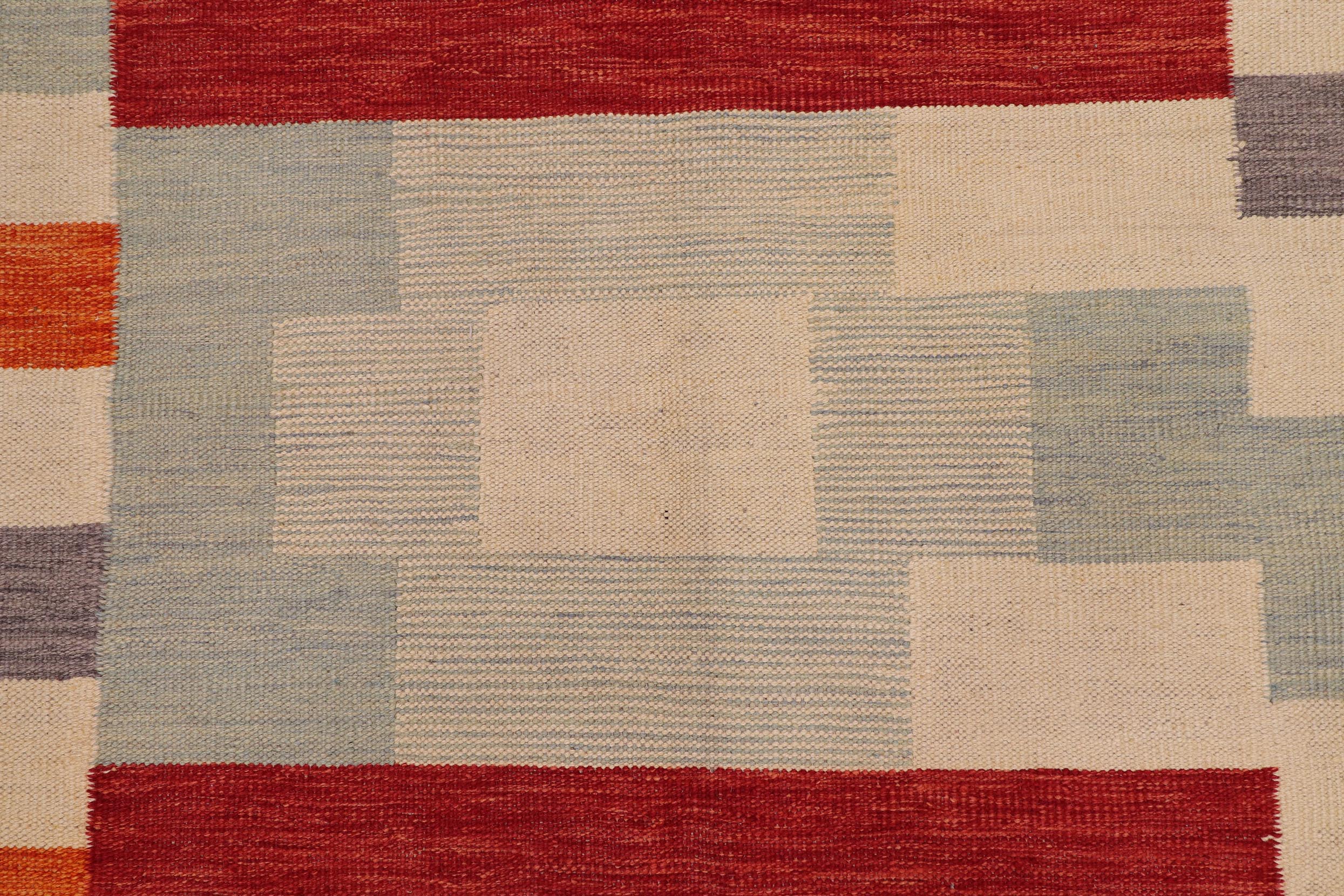 handmade Modern Kilim Blue Gray Hand-Woven RECTANGLE 100% WOOL area rug 8 x 11