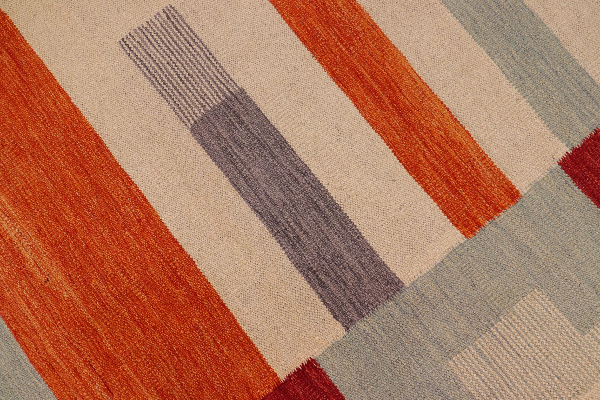 handmade Modern Kilim Blue Gray Hand-Woven RECTANGLE 100% WOOL area rug 8 x 11