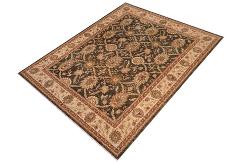 handmade Transitional Kafkaz Charcoal Beige Hand Knotted RECTANGLE 100% WOOL area rug 8' x 10'