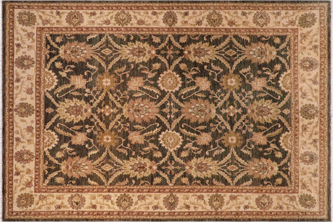 handmade Transitional Kafkaz Charcoal Beige Hand Knotted RECTANGLE 100% WOOL area rug 8' x 10'