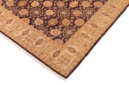 handmade Transitional Kafkaz Aubergine Beige Hand Knotted RECTANGLE 100% WOOL area rug 8' x 9'