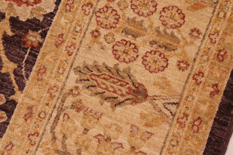 handmade Transitional Kafkaz Aubergine Beige Hand Knotted RECTANGLE 100% WOOL area rug 8' x 9'