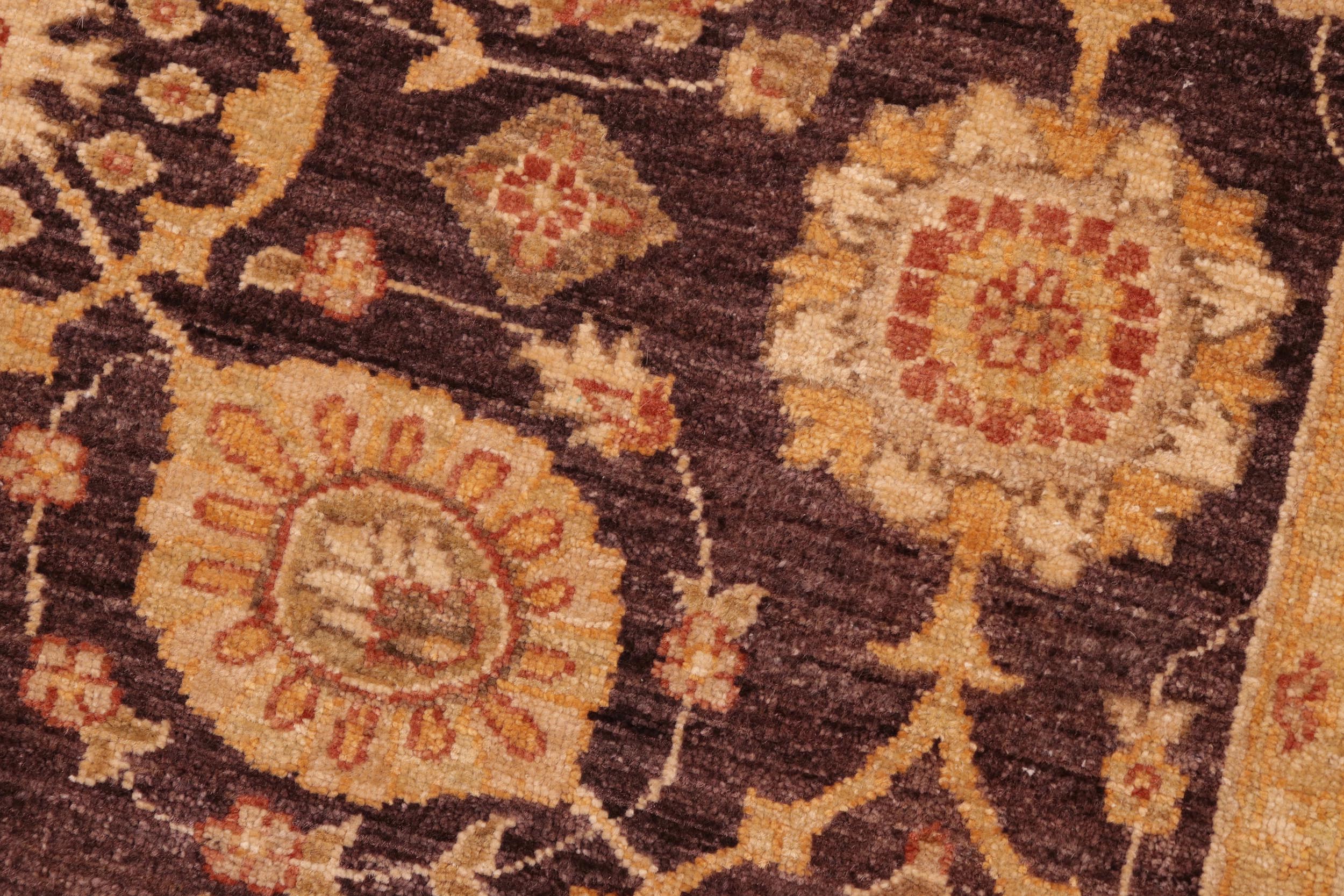 handmade Transitional Kafkaz Aubergine Beige Hand Knotted RECTANGLE 100% WOOL area rug 8' x 9'