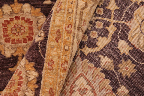 handmade Transitional Kafkaz Aubergine Beige Hand Knotted RECTANGLE 100% WOOL area rug 8' x 9'