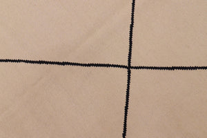 handmade Modern Kilim Beige Black Hand-Woven RECTANGLE 100% WOOL area rug 8x11