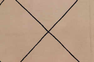 handmade Modern Kilim Beige Black Hand-Woven RECTANGLE 100% WOOL area rug 8x11