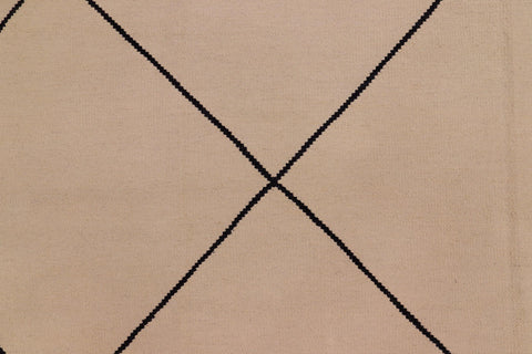 handmade Modern Kilim Beige Black Hand-Woven RECTANGLE 100% WOOL area rug 8x11