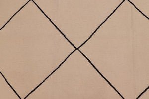 handmade Modern Kilim Beige Black Hand-Woven RECTANGLE 100% WOOL area rug 8x11