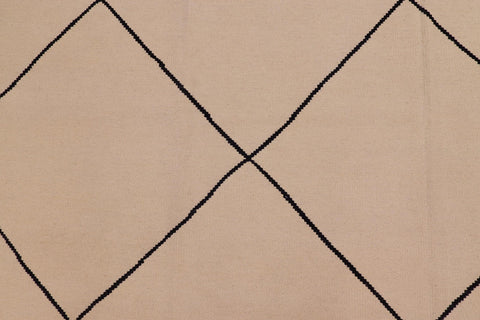 handmade Modern Kilim Beige Black Hand-Woven RECTANGLE 100% WOOL area rug 8x11