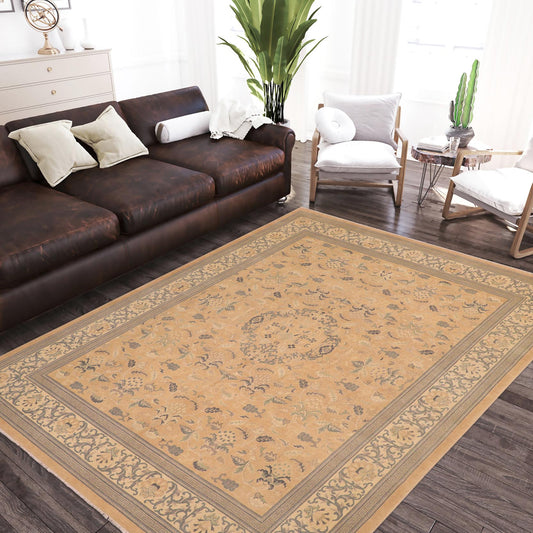 handmade Traditional Kafkaz Orange Beige Hand Knotted RECTANGLE 100% WOOL area rug 8x10