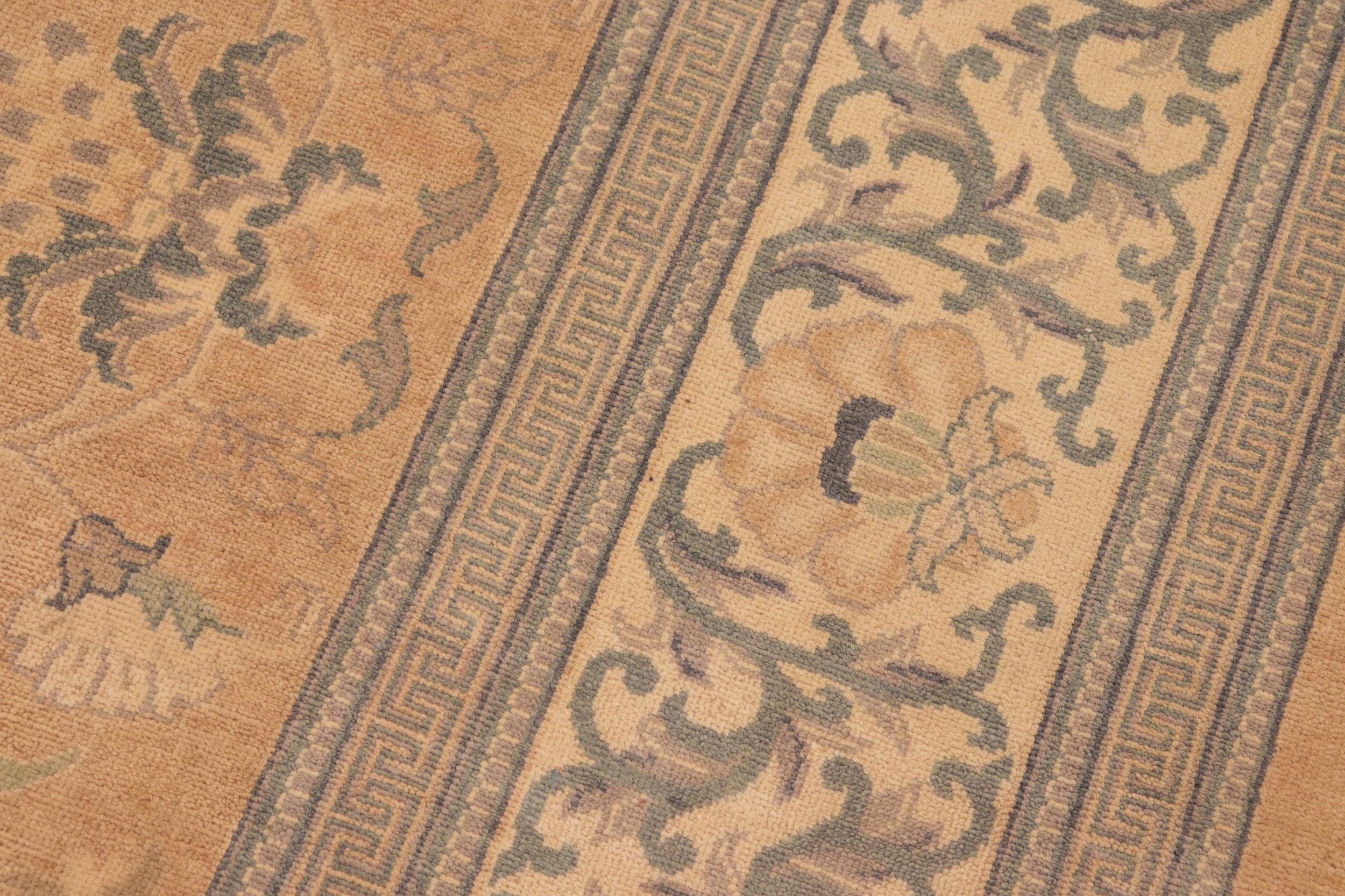 handmade Traditional Kafkaz Orange Beige Hand Knotted RECTANGLE 100% WOOL area rug 8x10