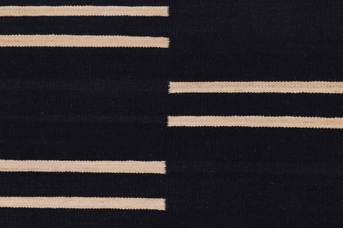 handmade Modern Kilim Black Beige Hand-Woven RUNNER 100% WOOL area rug 3 x 10