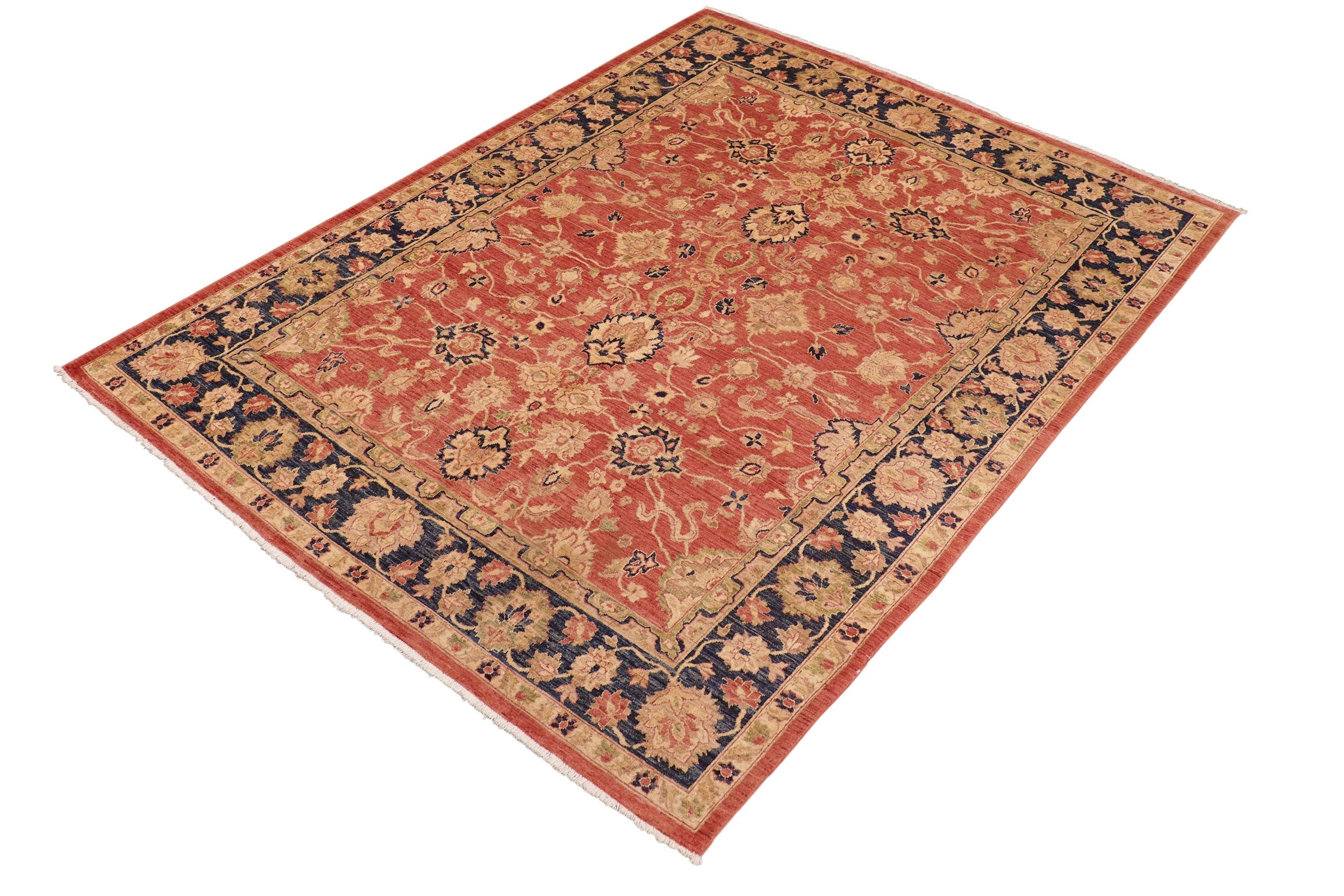 handmade Traditional Kafkaz Rust Blue Hand Knotted RECTANGLE 100% WOOL area rug 8x10