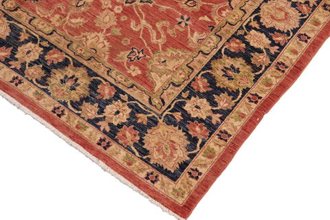 handmade Traditional Kafkaz Rust Blue Hand Knotted RECTANGLE 100% WOOL area rug 8x10