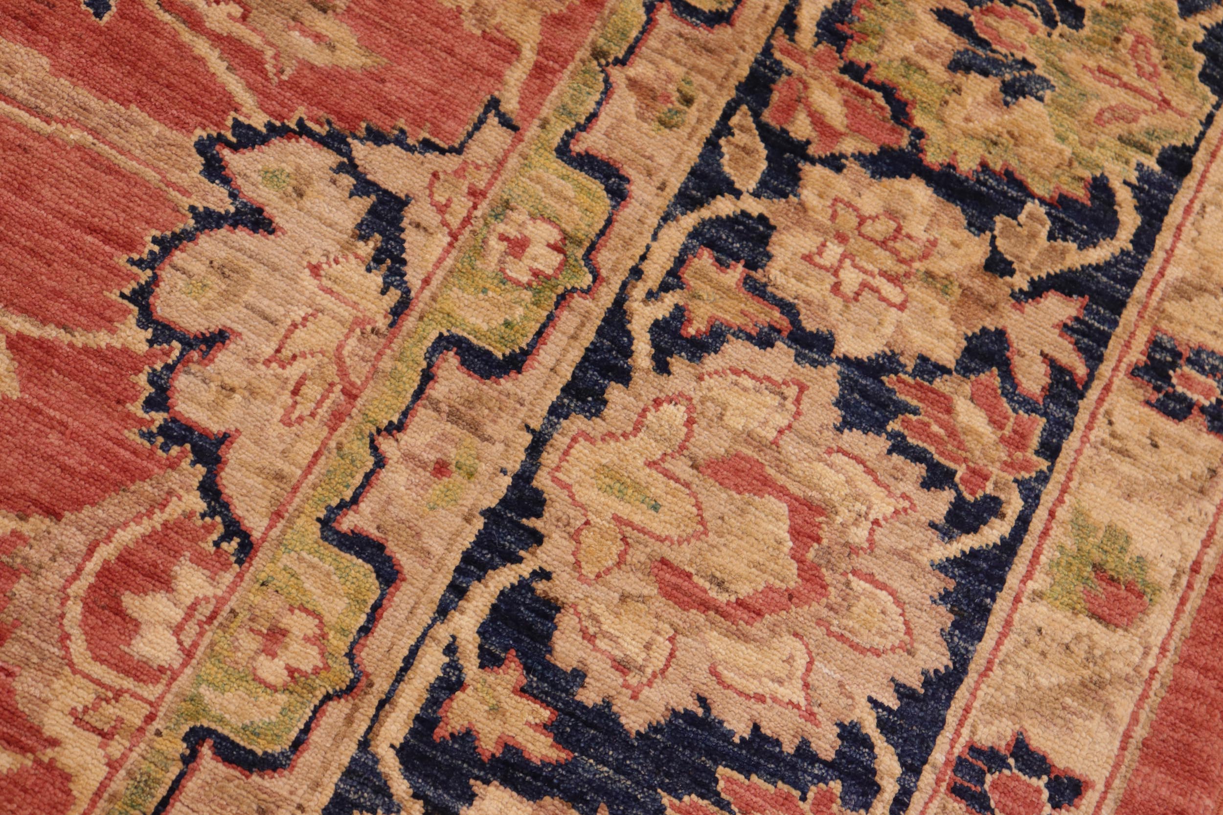 handmade Traditional Kafkaz Rust Blue Hand Knotted RECTANGLE 100% WOOL area rug 8x10