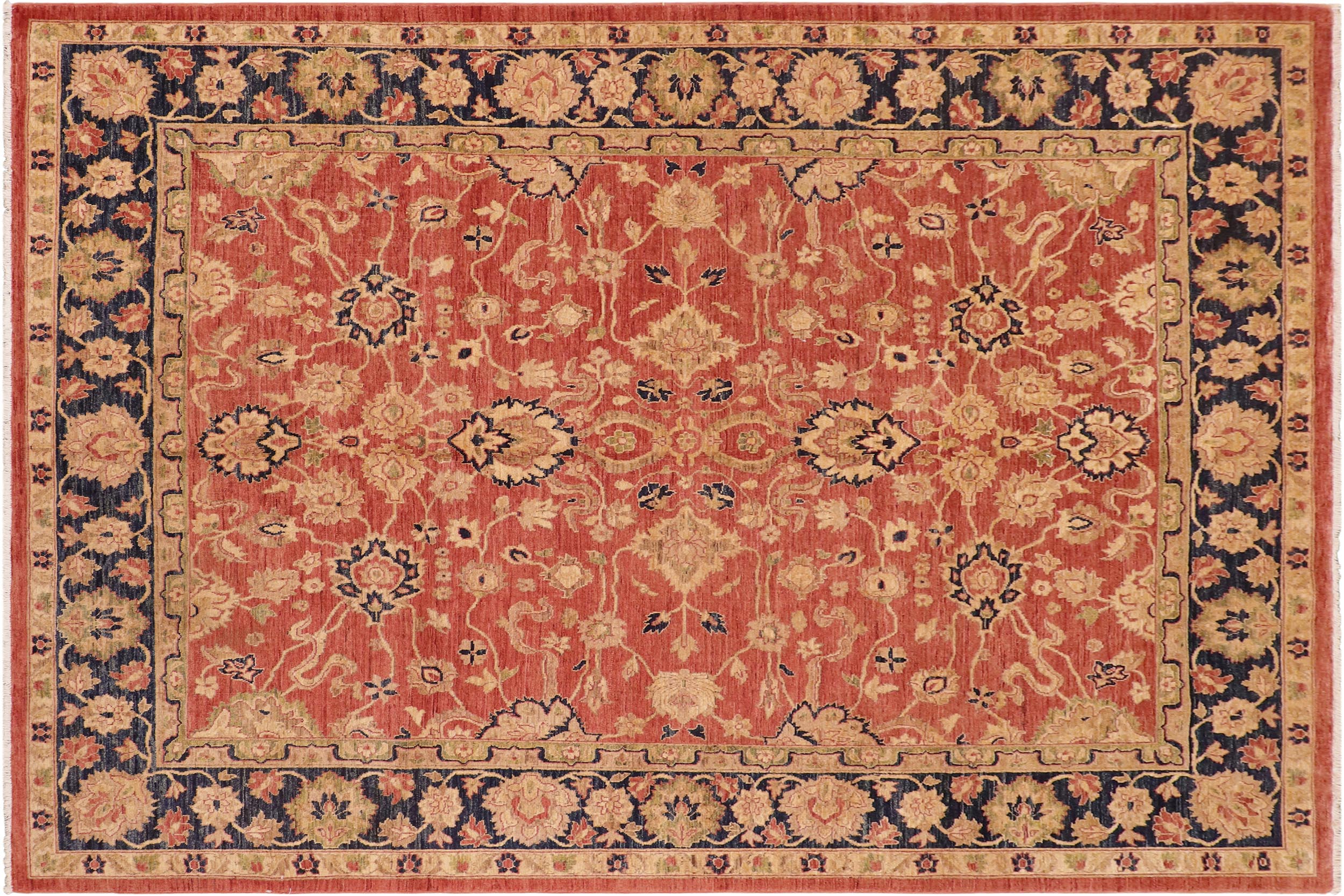 handmade Traditional Kafkaz Rust Blue Hand Knotted RECTANGLE 100% WOOL area rug 8x10