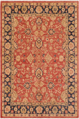 handmade Traditional Kafkaz Rust Blue Hand Knotted RECTANGLE 100% WOOL area rug 8 x 10