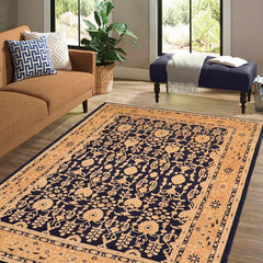 handmade Traditional Kafkaz Blue Dark Tan Hand Knotted RECTANGLE 100% WOOL area rug 8 x 10