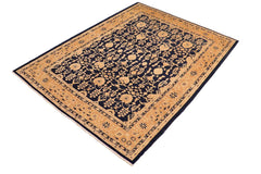handmade Traditional Kafkaz Blue Dark Tan Hand Knotted RECTANGLE 100% WOOL area rug 8 x 10