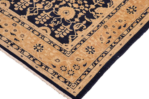 handmade Transitional Kafkaz Blue Dark Tan Hand Knotted RECTANGLE 100% WOOL area rug 8' x 10'