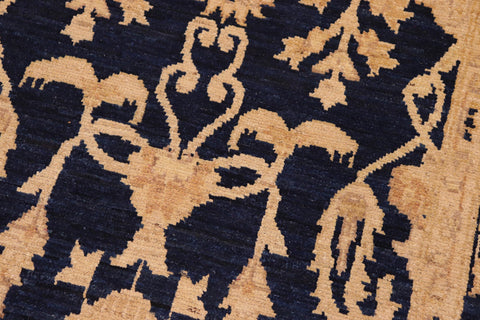 handmade Transitional Kafkaz Blue Dark Tan Hand Knotted RECTANGLE 100% WOOL area rug 8' x 10'