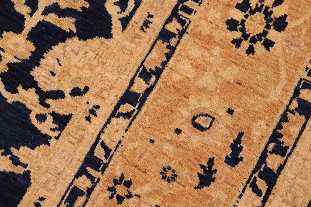 handmade Traditional Kafkaz Blue Dark Tan Hand Knotted RECTANGLE 100% WOOL area rug 8 x 10