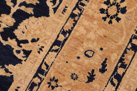 handmade Transitional Kafkaz Blue Dark Tan Hand Knotted RECTANGLE 100% WOOL area rug 8' x 10'