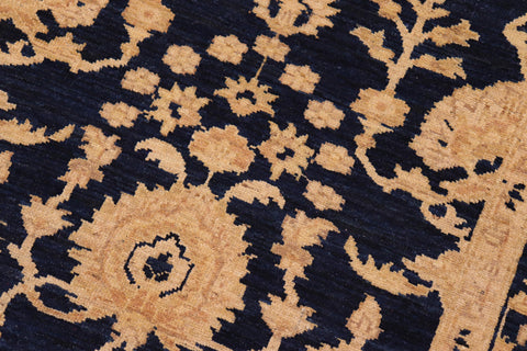 handmade Transitional Kafkaz Blue Dark Tan Hand Knotted RECTANGLE 100% WOOL area rug 8' x 10'