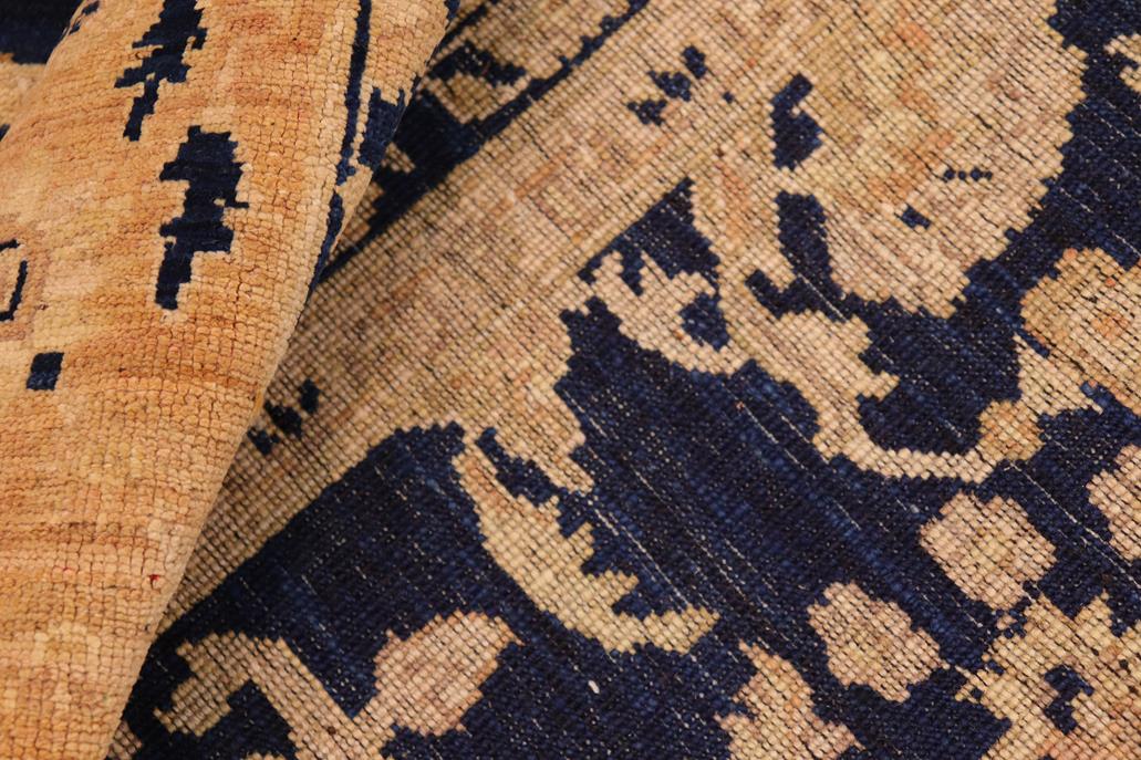 handmade Traditional Kafkaz Blue Dark Tan Hand Knotted RECTANGLE 100% WOOL area rug 8 x 10