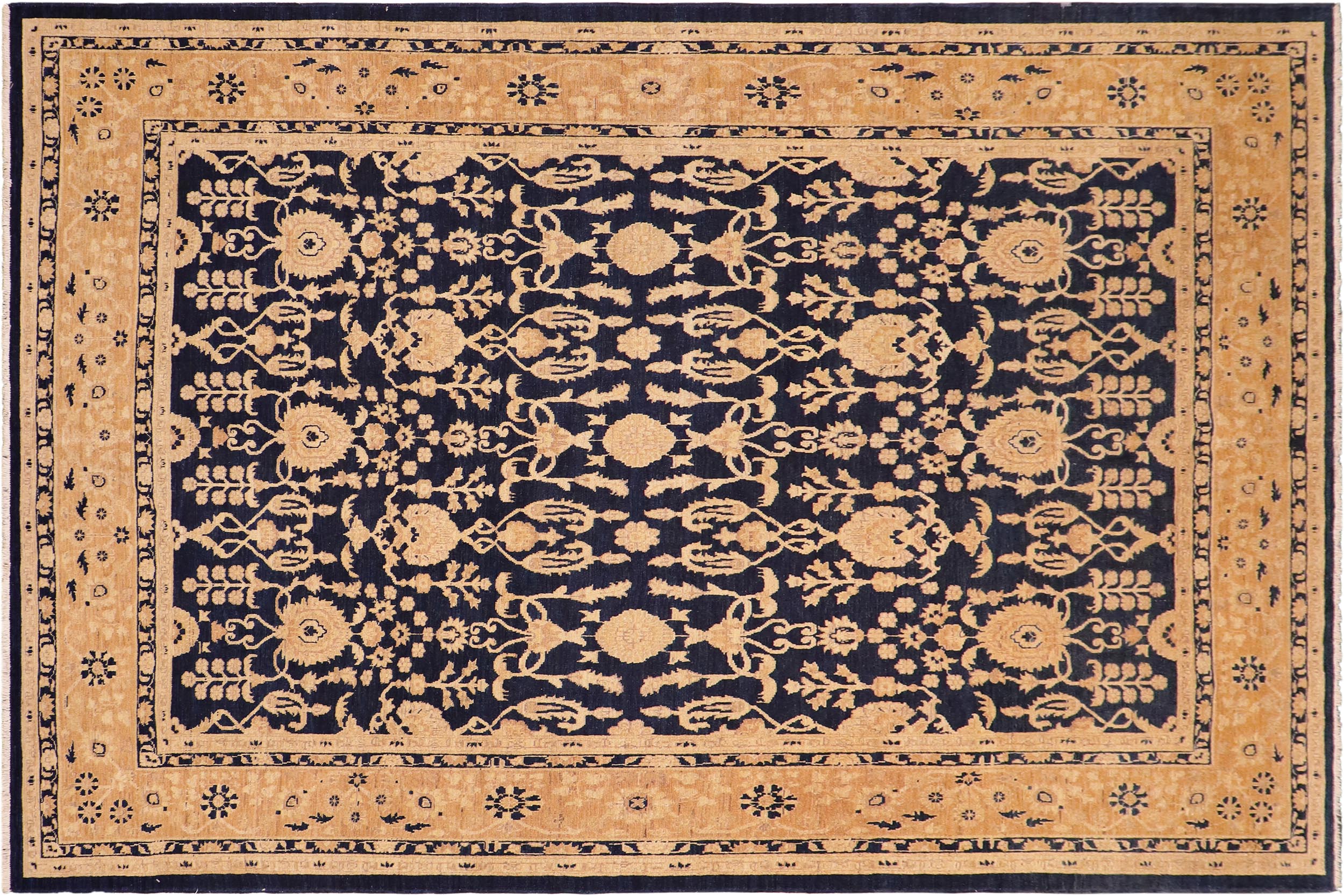 handmade Transitional Kafkaz Blue Dark Tan Hand Knotted RECTANGLE 100% WOOL area rug 8' x 10'