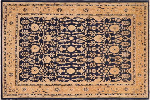 handmade Transitional Kafkaz Blue Dark Tan Hand Knotted RECTANGLE 100% WOOL area rug 8' x 10'