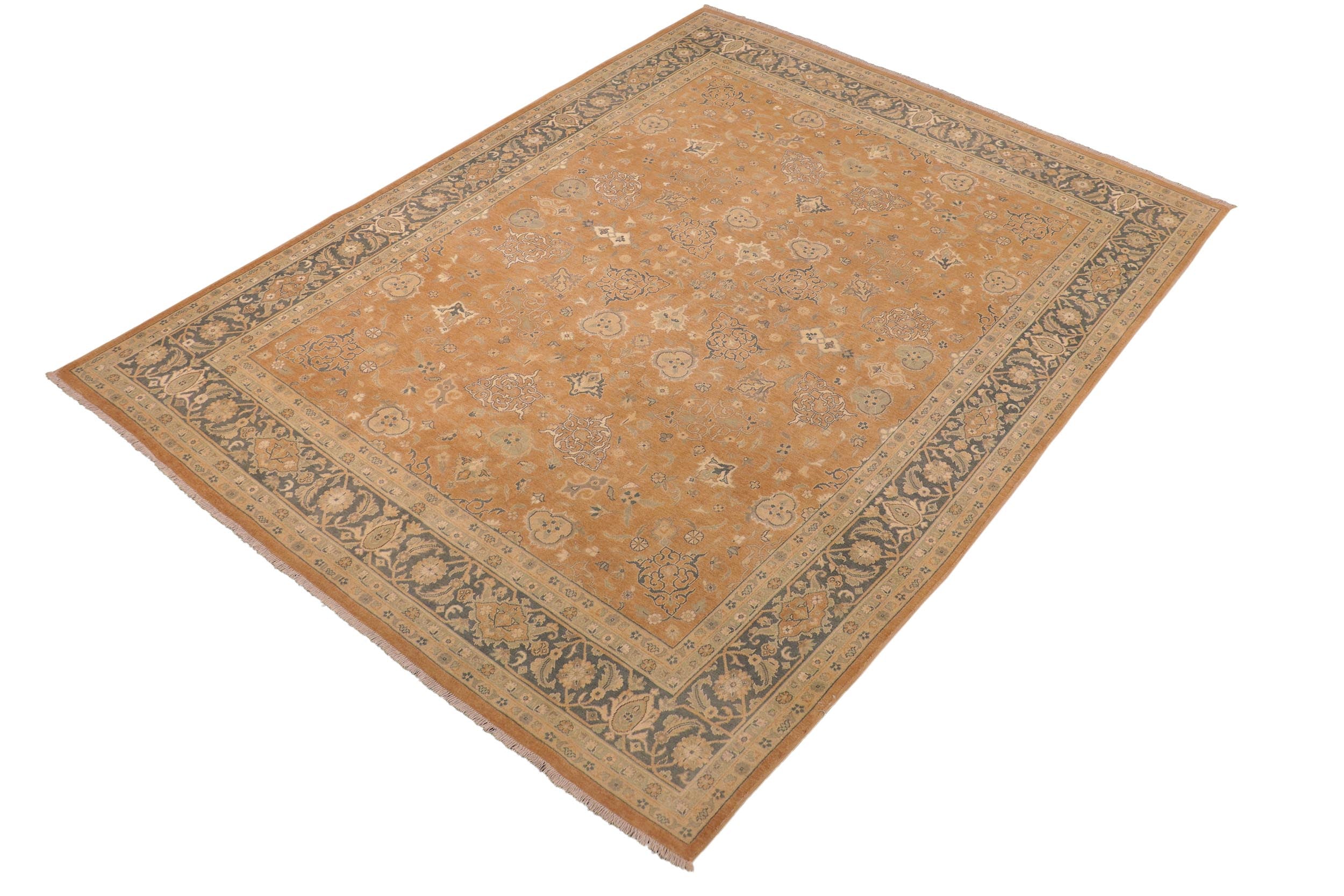 handmade Traditional Kafkaz Lt. Brown Green Hand Knotted RECTANGLE 100% WOOL area rug 8x10