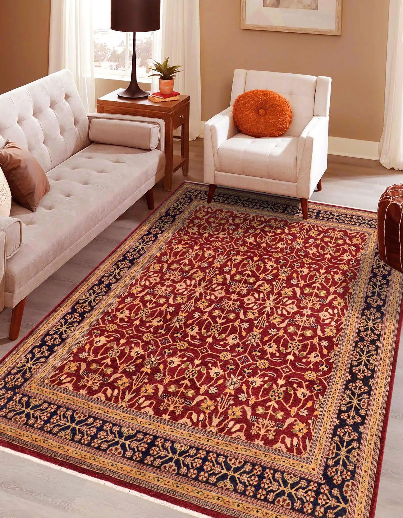 handmade Transitional Kafkaz Red Blue Hand Knotted RECTANGLE 100% WOOL area rug 8' x 10'