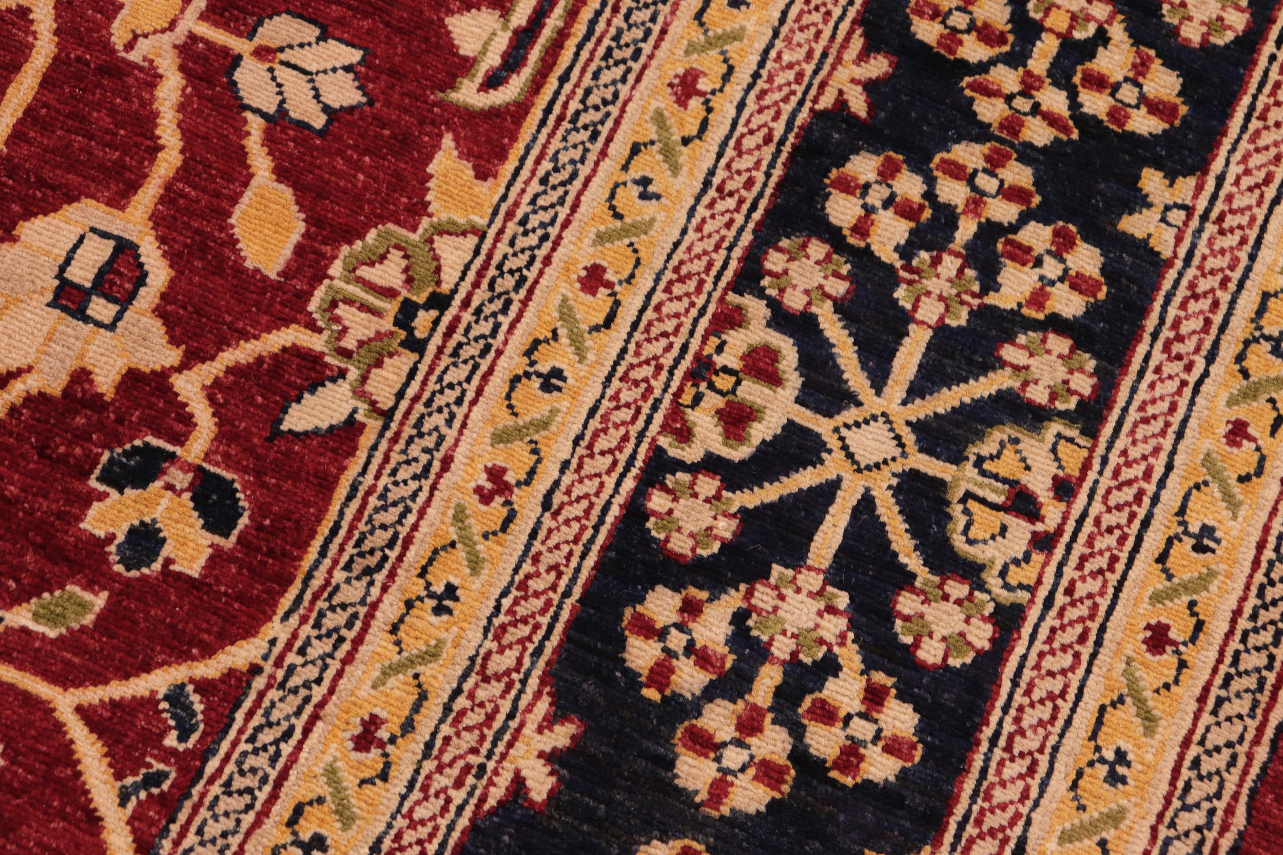 handmade Transitional Kafkaz Red Blue Hand Knotted RECTANGLE 100% WOOL area rug 8' x 10'