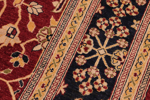 handmade Transitional Kafkaz Red Blue Hand Knotted RECTANGLE 100% WOOL area rug 8' x 10'