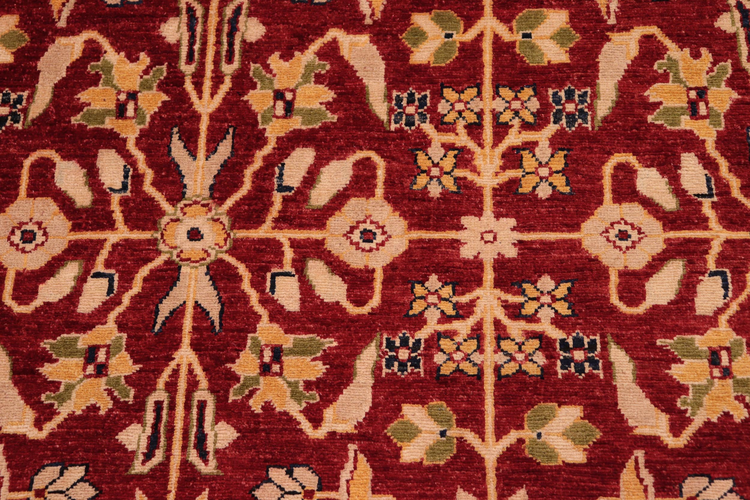 handmade Transitional Kafkaz Red Blue Hand Knotted RECTANGLE 100% WOOL area rug 8' x 10'