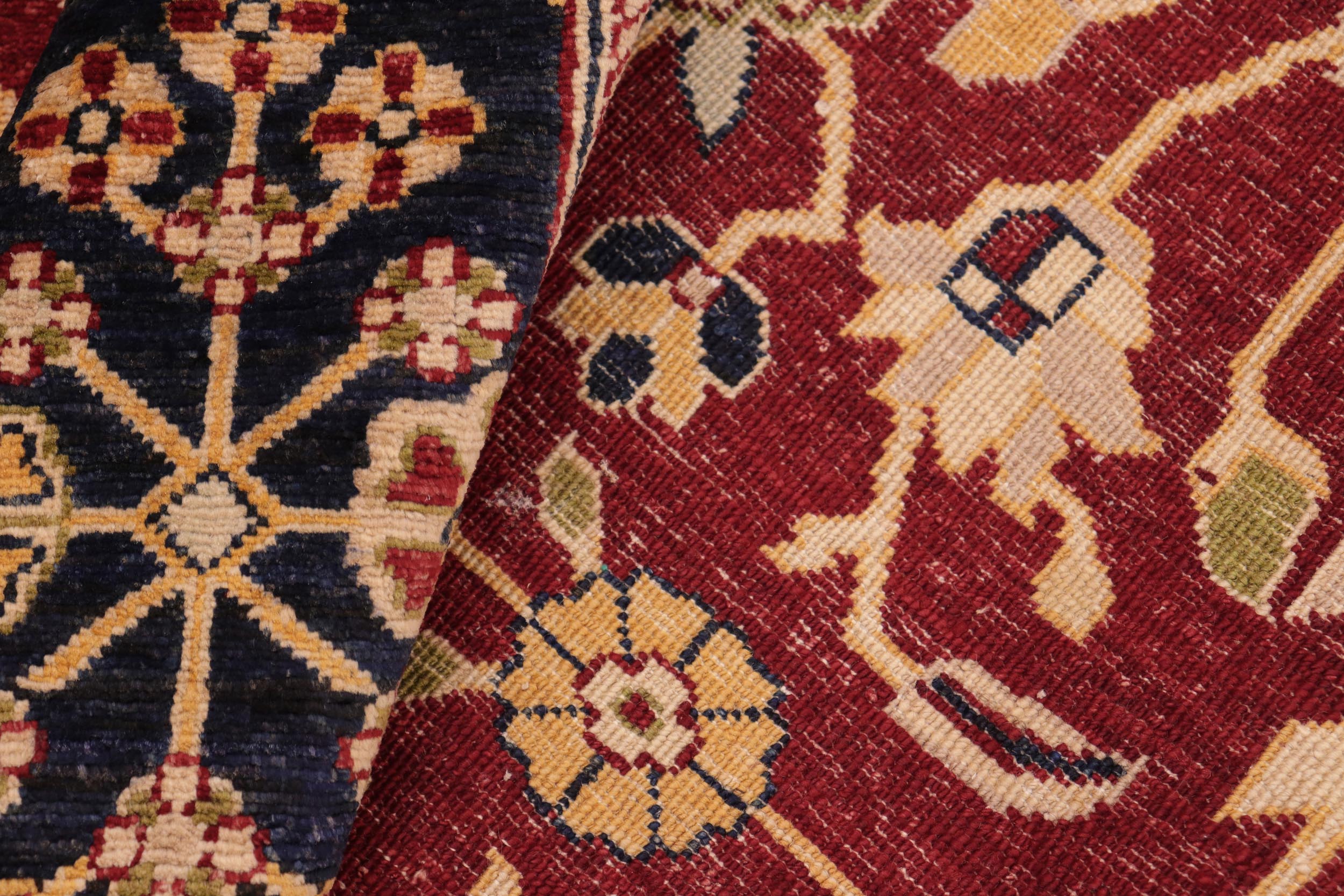 handmade Transitional Kafkaz Red Blue Hand Knotted RECTANGLE 100% WOOL area rug 8' x 10'