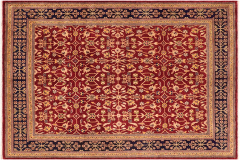 handmade Transitional Kafkaz Red Blue Hand Knotted RECTANGLE 100% WOOL area rug 8' x 10'