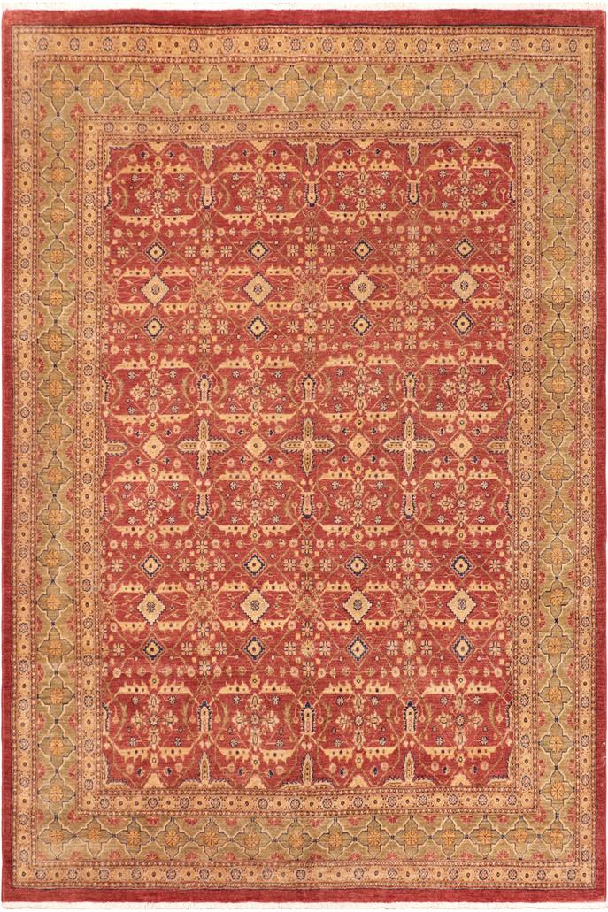handmade Transitional Kafkaz Red Lt. Green Hand Knotted RECTANGLE 100% WOOL area rug 8 x 10