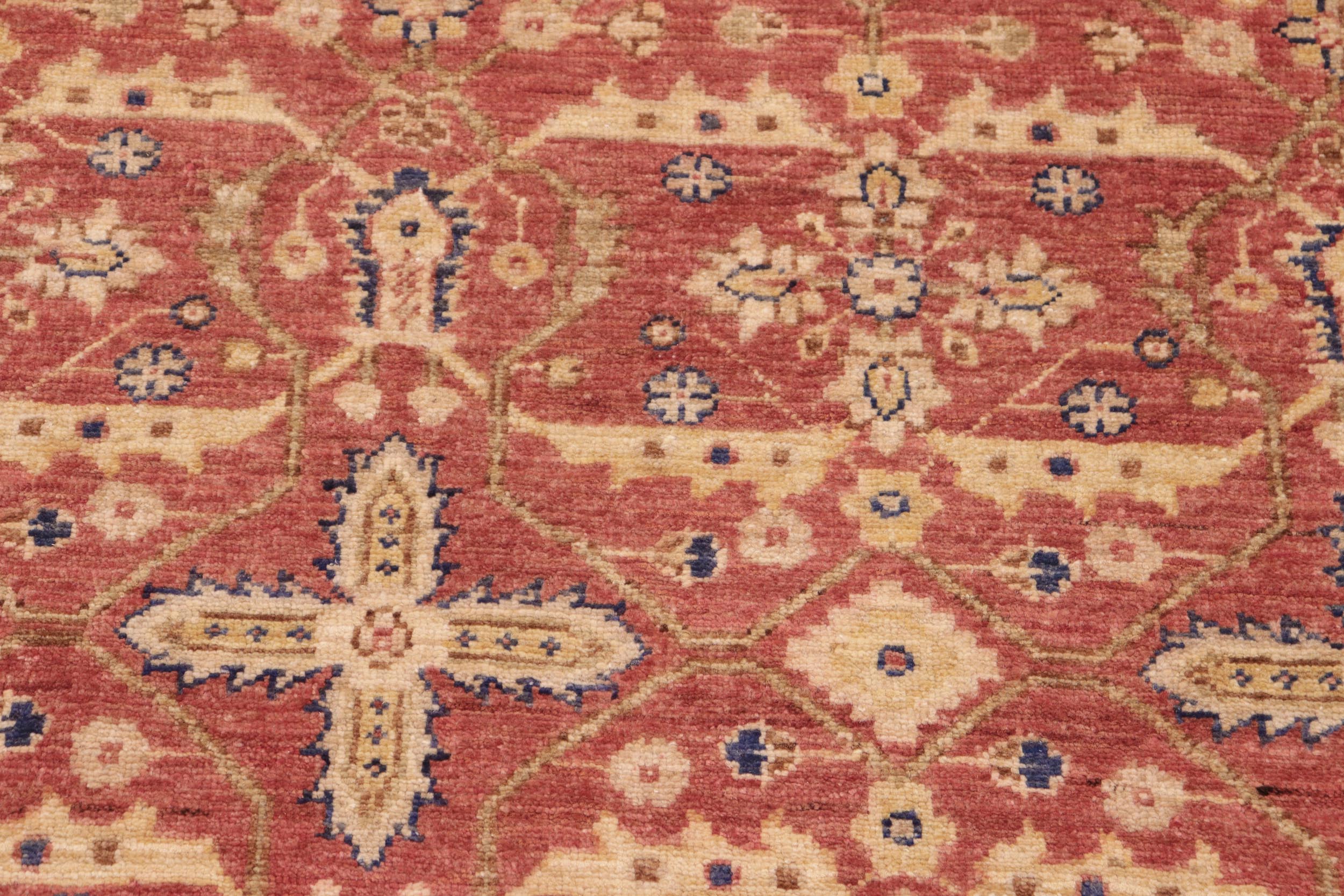 handmade Transitional Kafkaz Red Lt. Green Hand Knotted RECTANGLE 100% WOOL area rug 8' x 10'