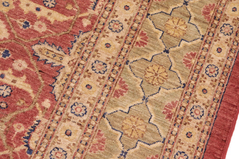 handmade Transitional Kafkaz Red Lt. Green Hand Knotted RECTANGLE 100% WOOL area rug 8' x 10'