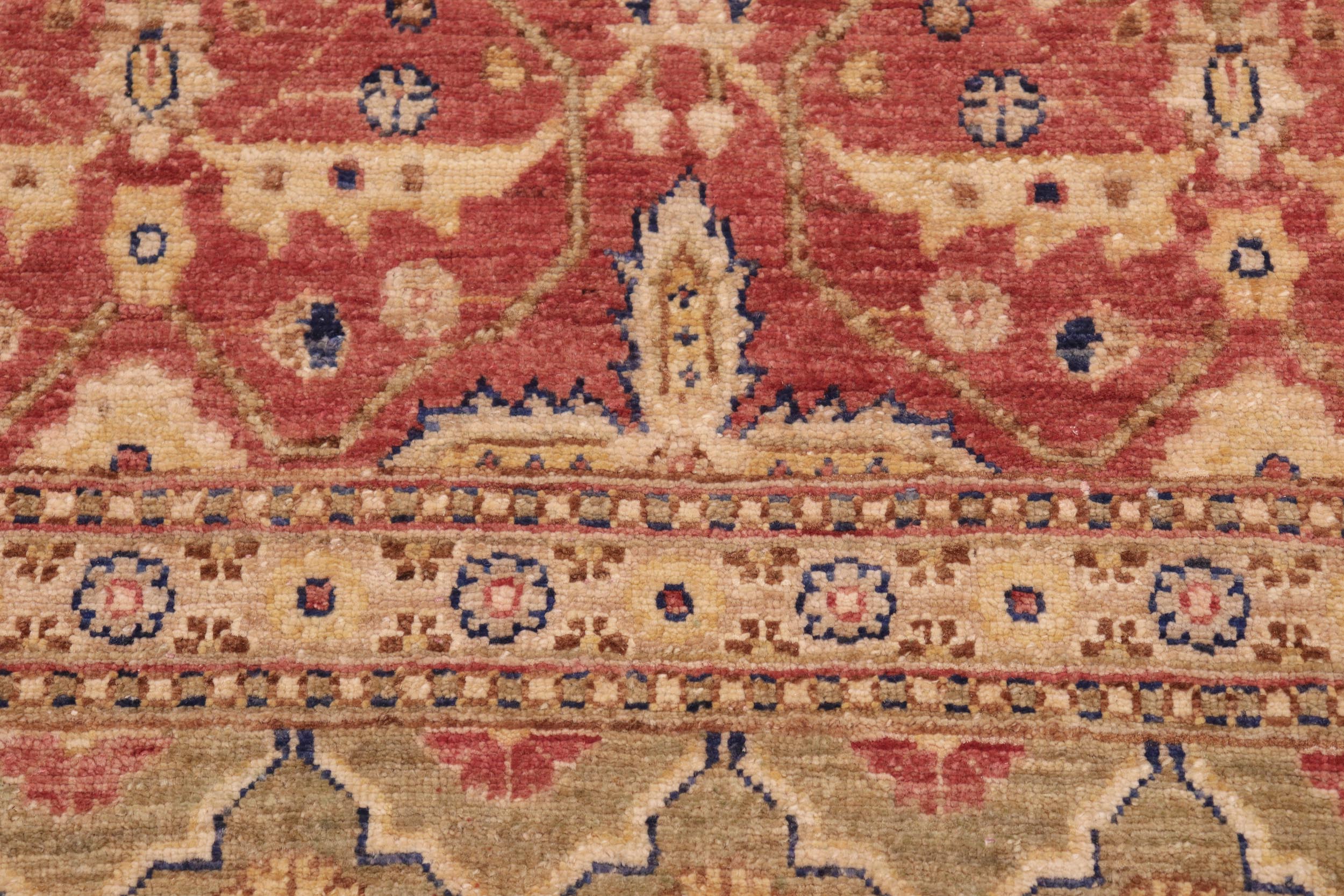 handmade Transitional Kafkaz Red Lt. Green Hand Knotted RECTANGLE 100% WOOL area rug 8' x 10'